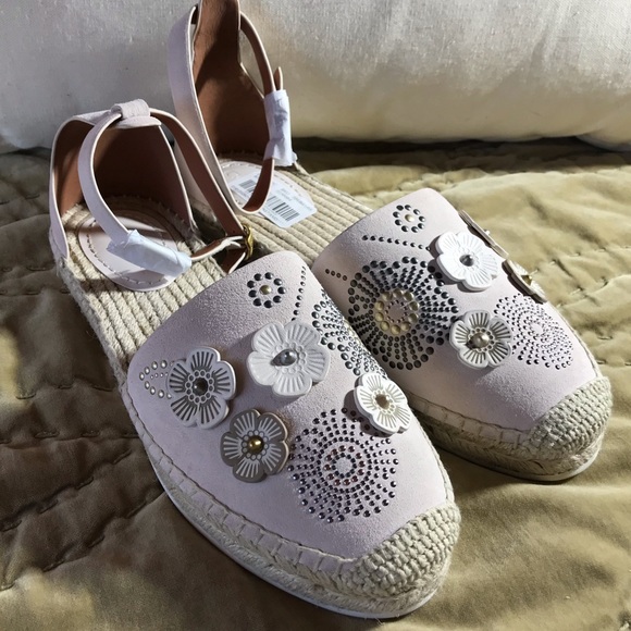 Coach Ankle Strap Astor Espadrille Tea Rose Rivets - Picture 2 of 7